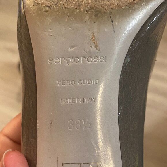 Sergio Rossi Womens Gray Vero Cuoio Patent Leather Pump Heel Size EUR 38.5 US 8 - Picture 8 of 8